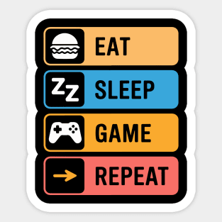 Eat Sleep Game Repeat Sticker
